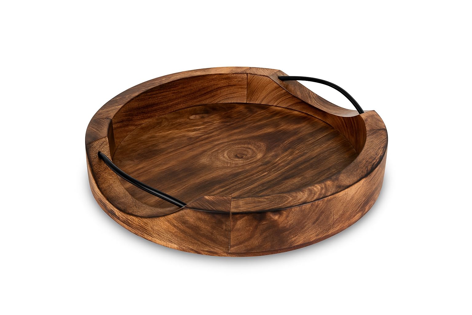 Mt Woodryzn Round Wooden Serving Tray For Home & Kitchen Item Serving Snacks & Fruits Decorative Kitchen & Dining Table Tray Dec